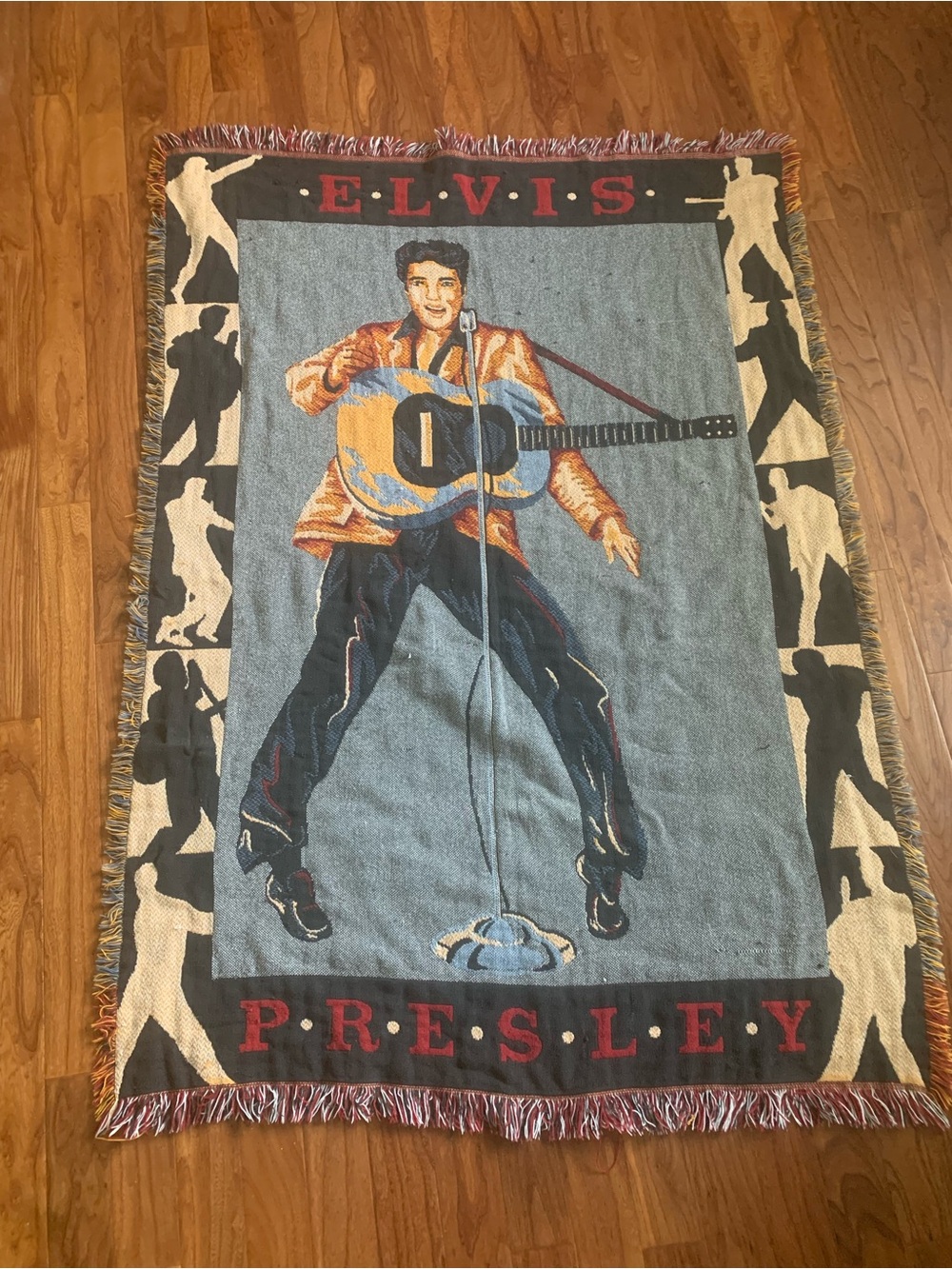 Source Unknown Elvis Presley Woven Throw Blanket in Red, Black, Cream 70x49